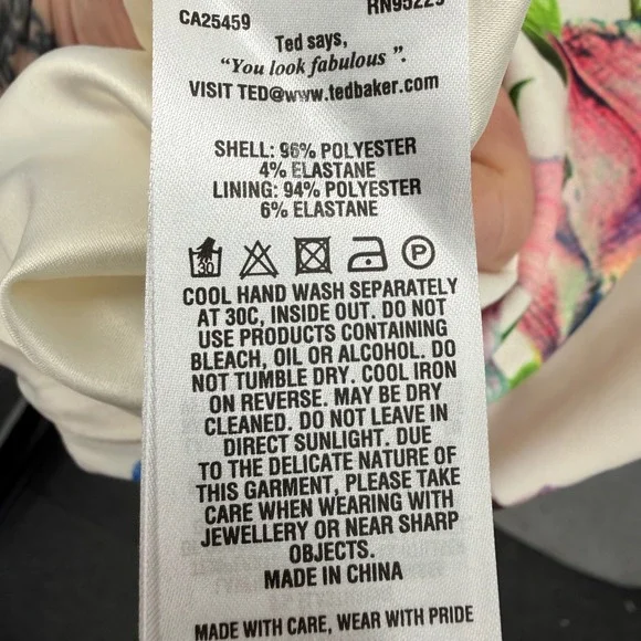 Ted Baker Aldora Tapestry Floral Belted Bodycon Dress Women Ivory Size 3 US 8 - Picture 7 of 11